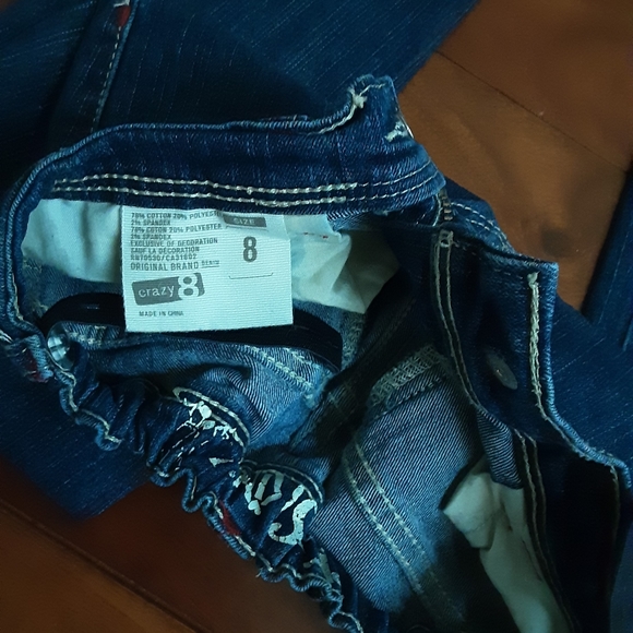 CRAZY 8 GIRLS SKINNY ADJUSTABLE WAIST DARK JEANS WITH BUTTONS DETAIL 8 - Picture 4 of 5